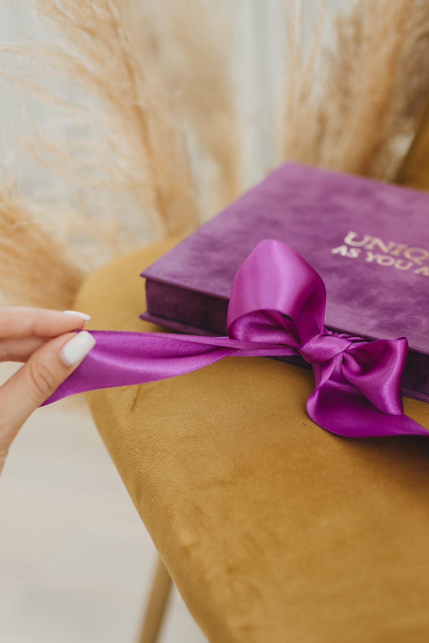 Purple Velvet Boxed Invitations Suede and Acrylic Wedding Invitation