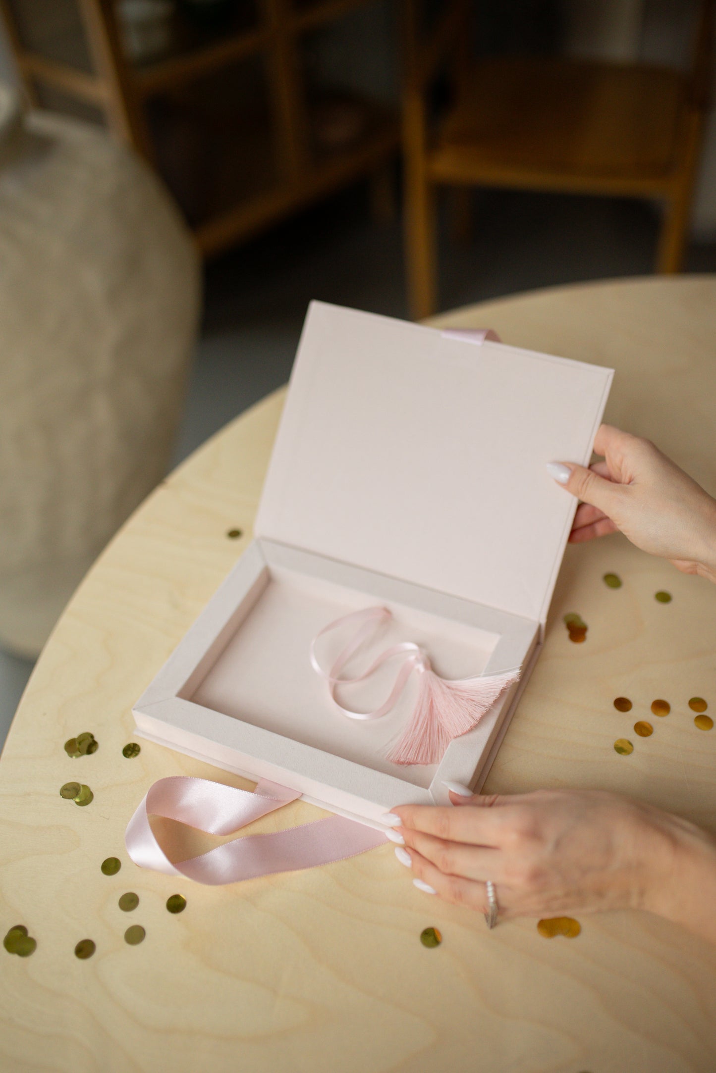 Pink Velvet Boxed Invitations Suede