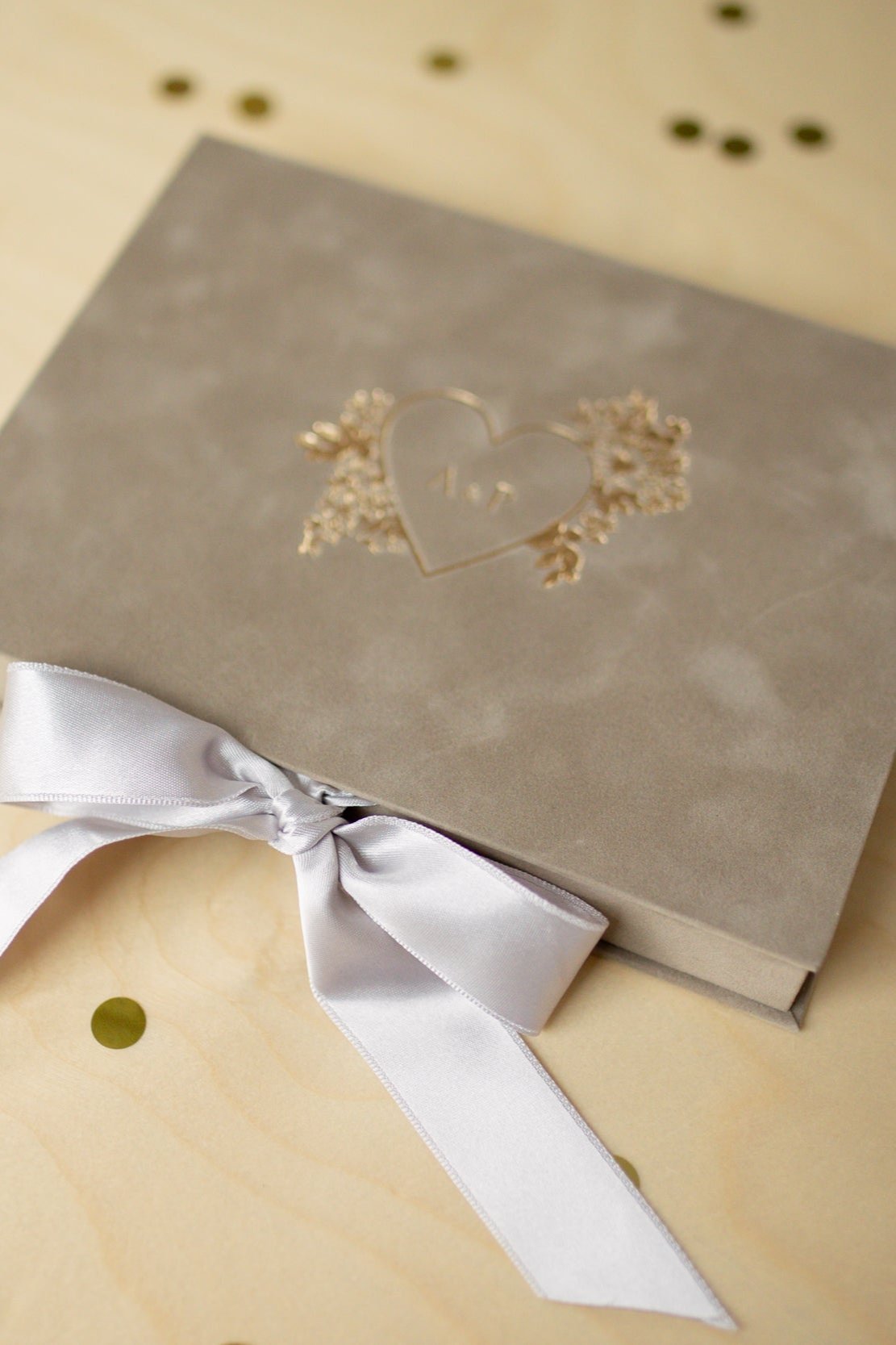 Custom Brown Velvet Boxed Invitations Suede