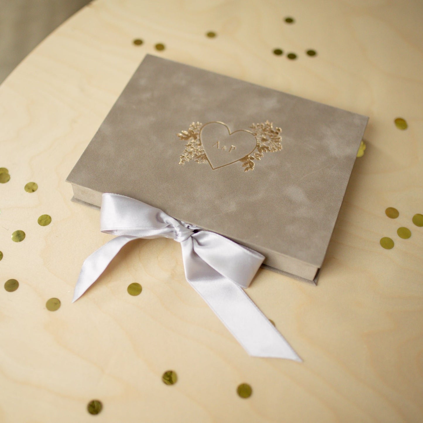 Custom Brown Velvet Boxed Invitations Suede