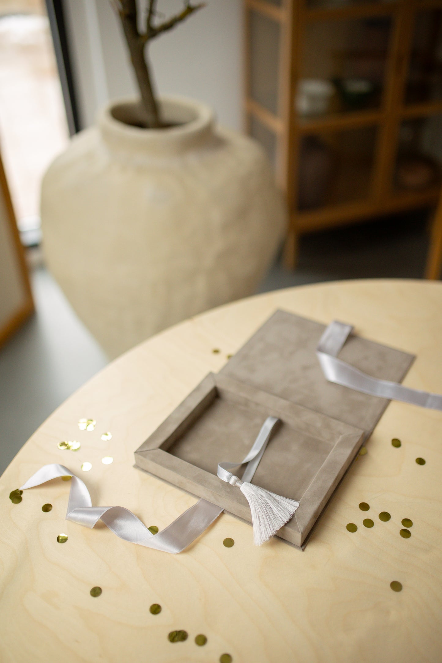 Custom Brown Velvet Boxed Invitations Suede