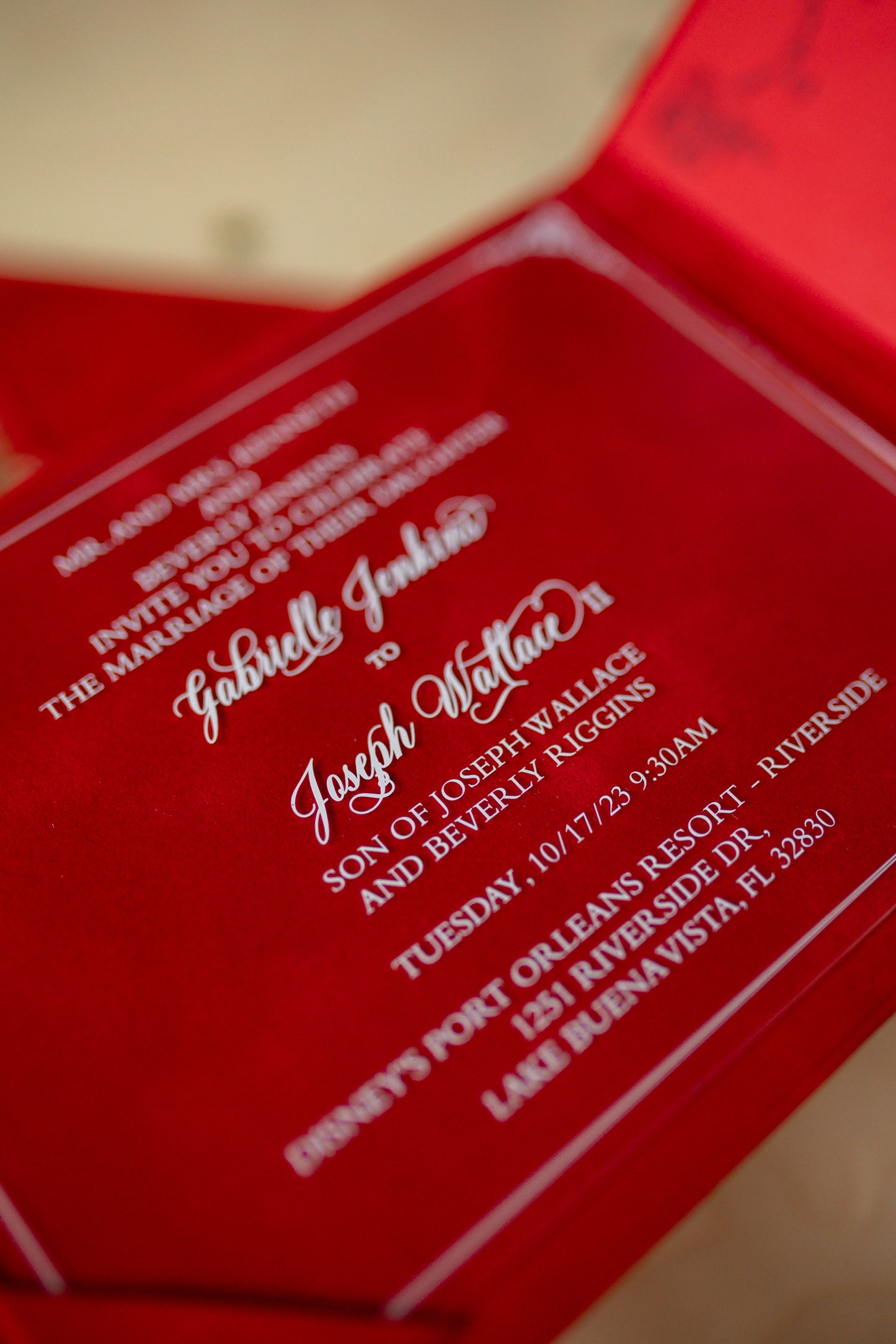 Luxury Red Velvet Pocket Wedding Invitation Suite