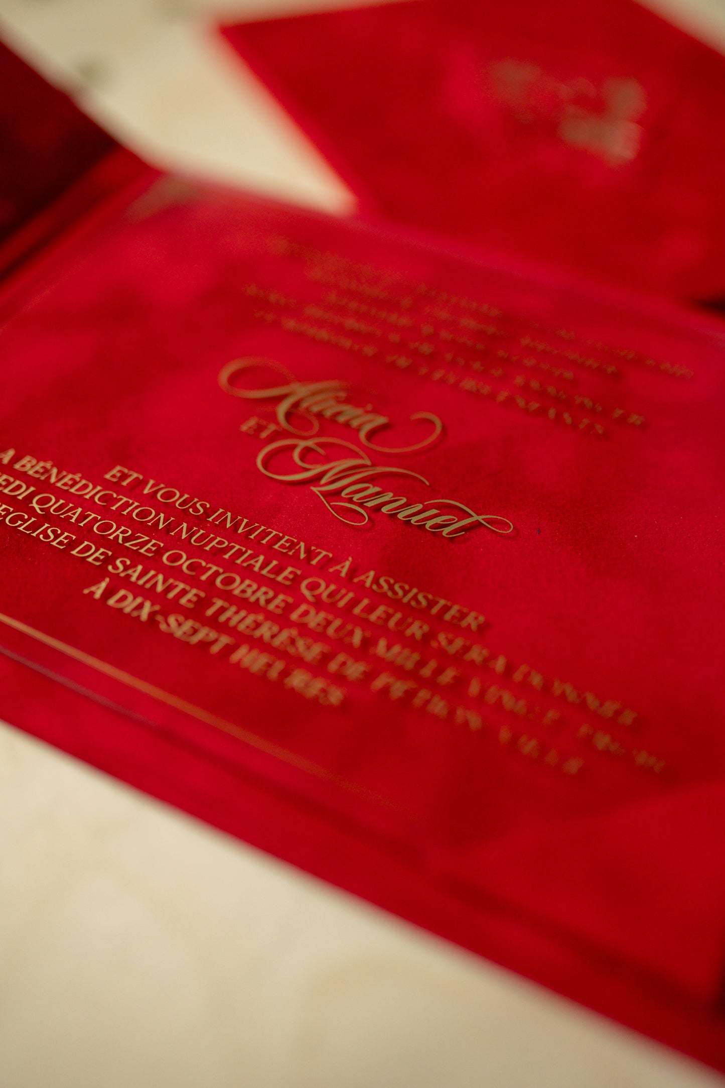 Red Velvet Pocket Wedding Invitation Suite
