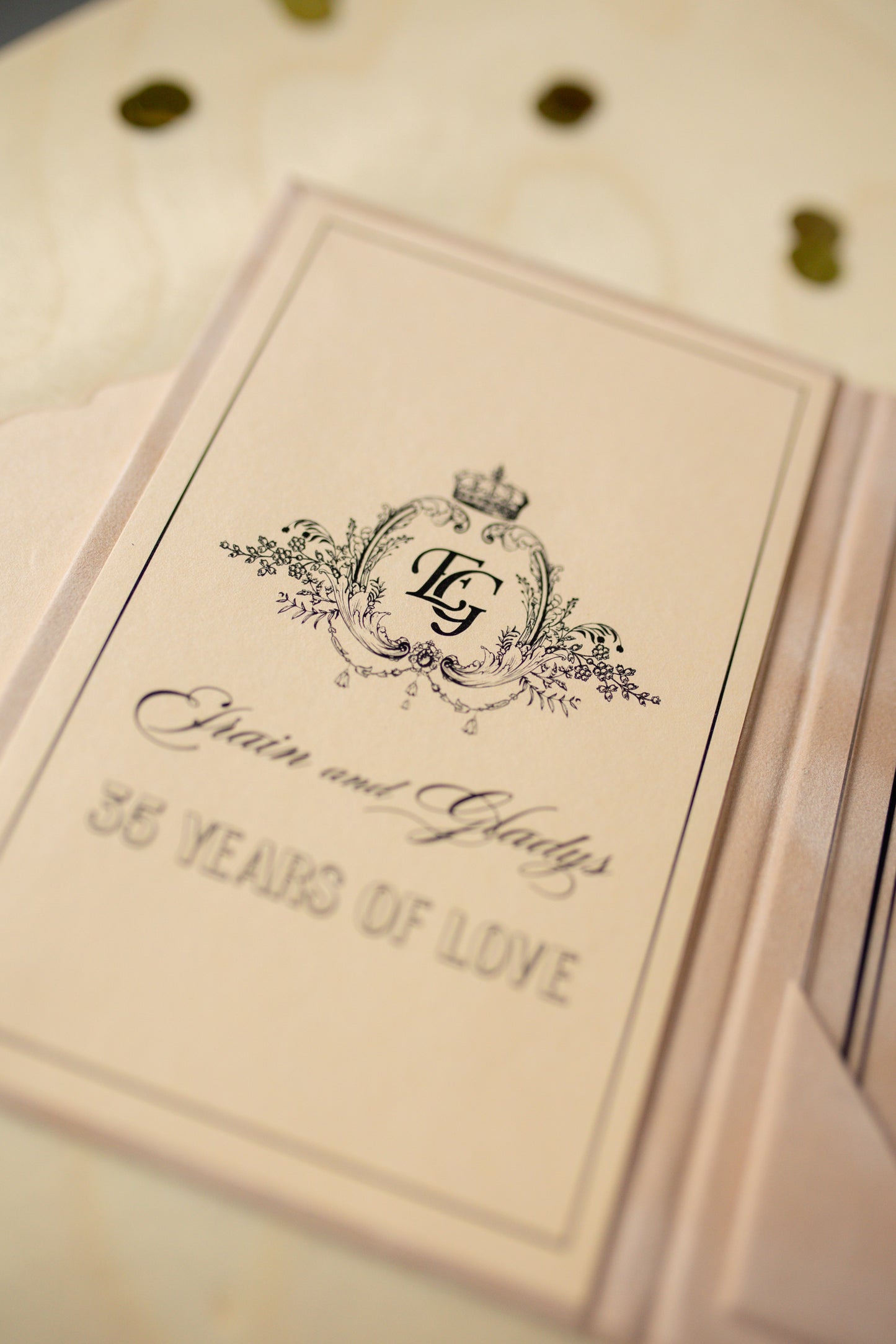 Beige Velvet Pocket Wedding Invitation Suite