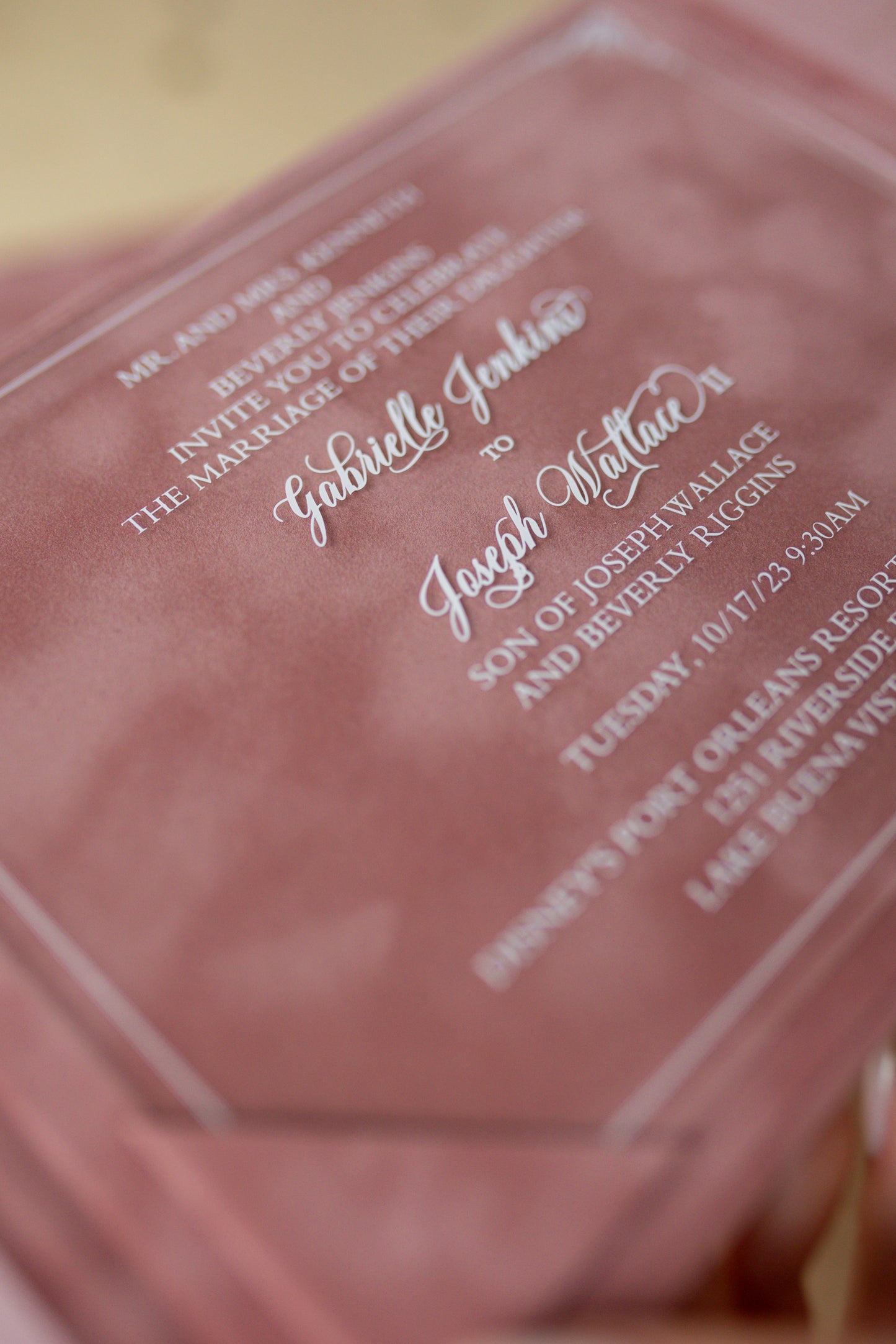 Powder Pink Velvet Pocket Wedding Invitation Suite