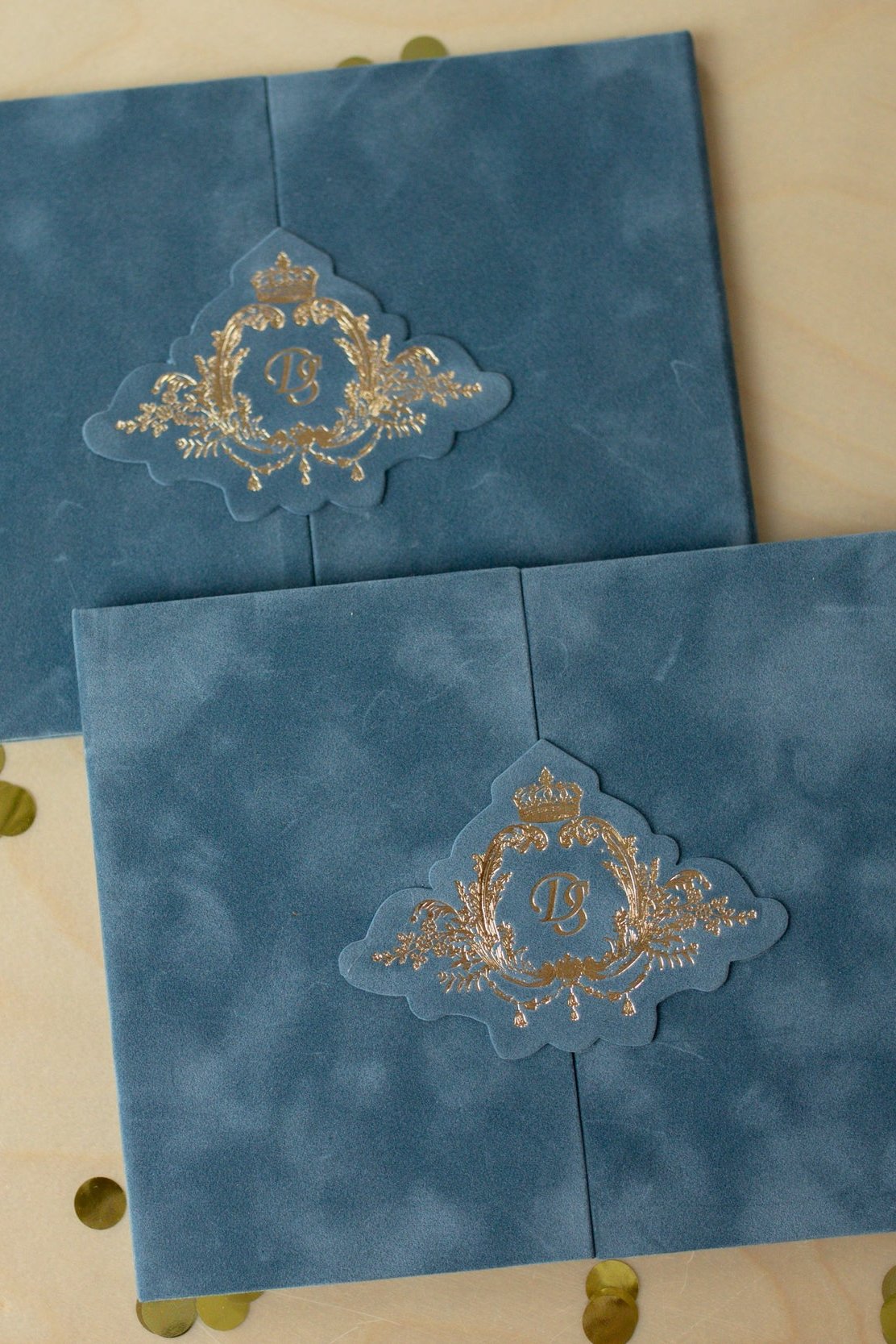 Blue Velvet Pocket Wedding Invitation Suite