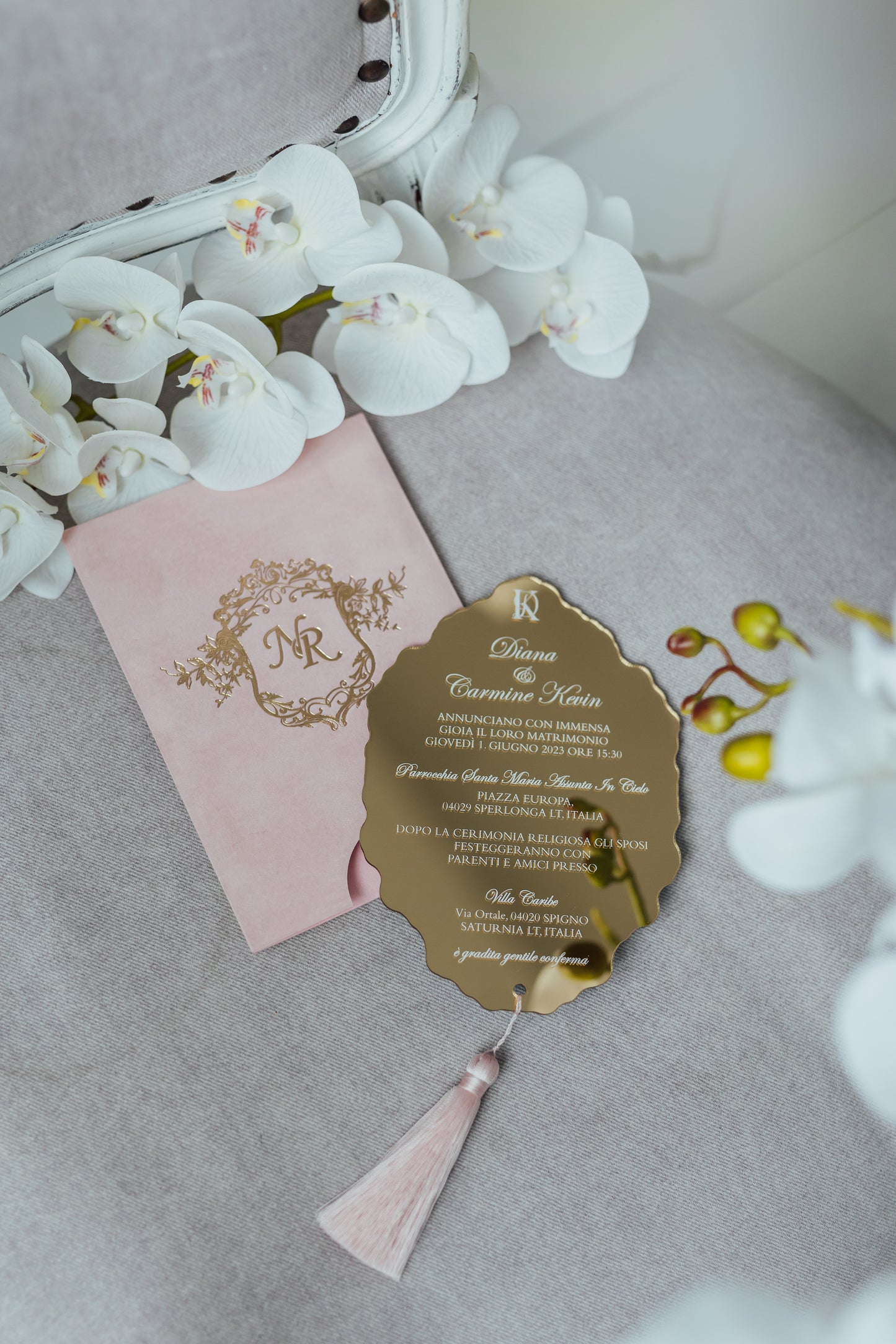 Custom Pink Velvet Suede Invitations