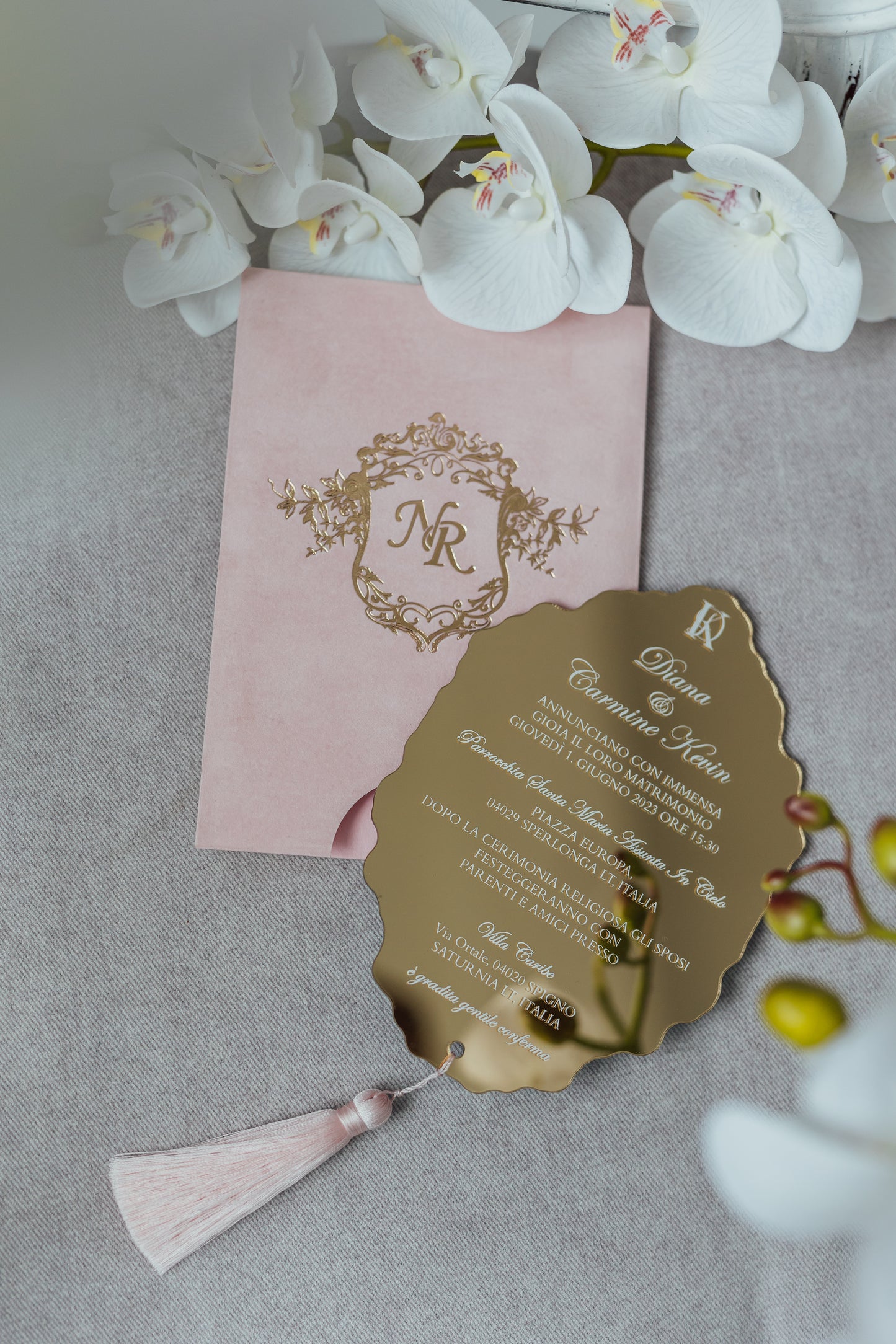 Custom Pink Velvet Suede Invitations