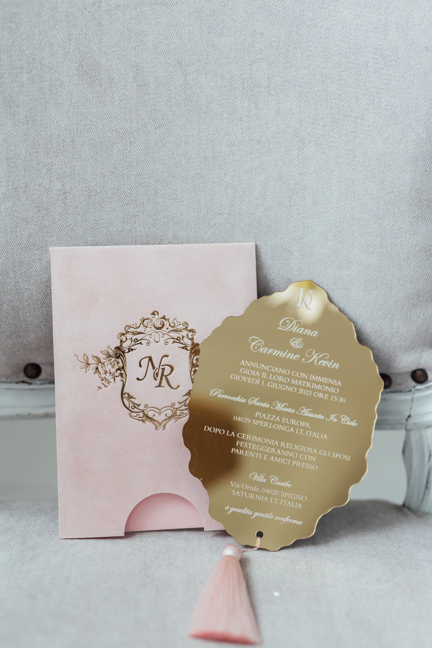 Custom Pink Velvet Suede Invitations