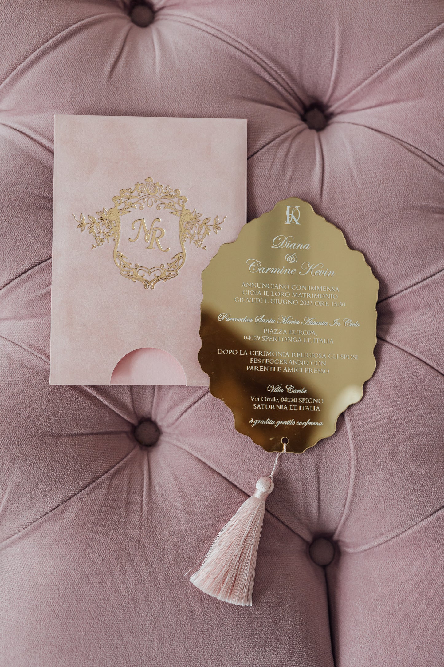 Custom Pink Velvet Suede Invitations