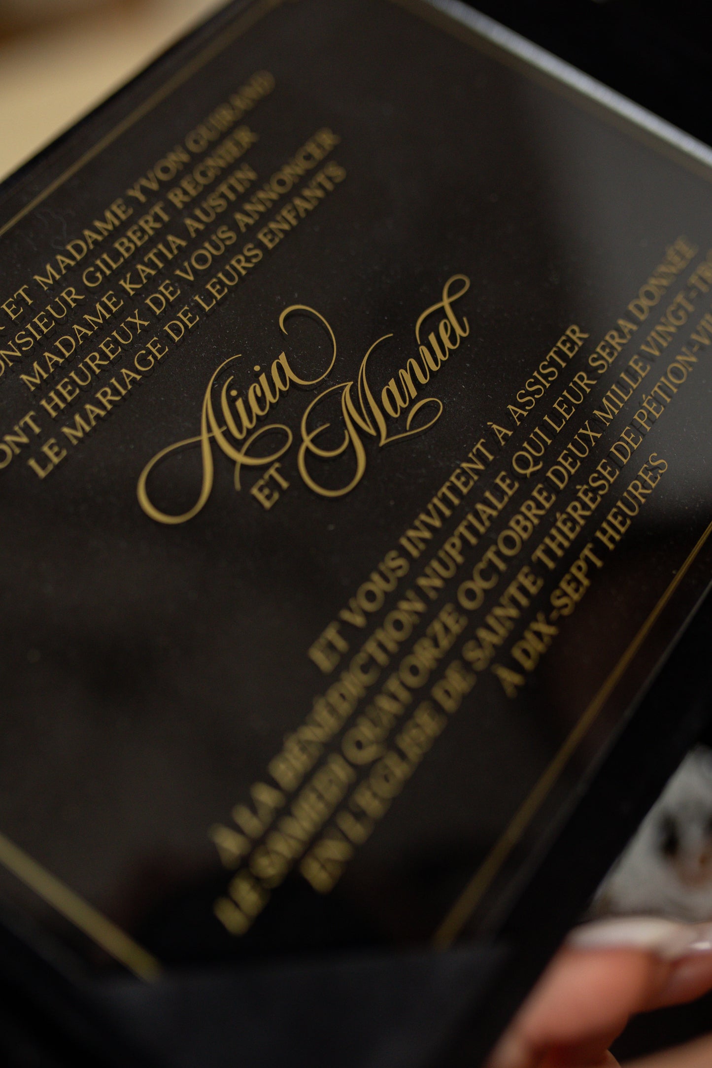 Elegant Black Velvet Pocket Wedding Invitation Suite