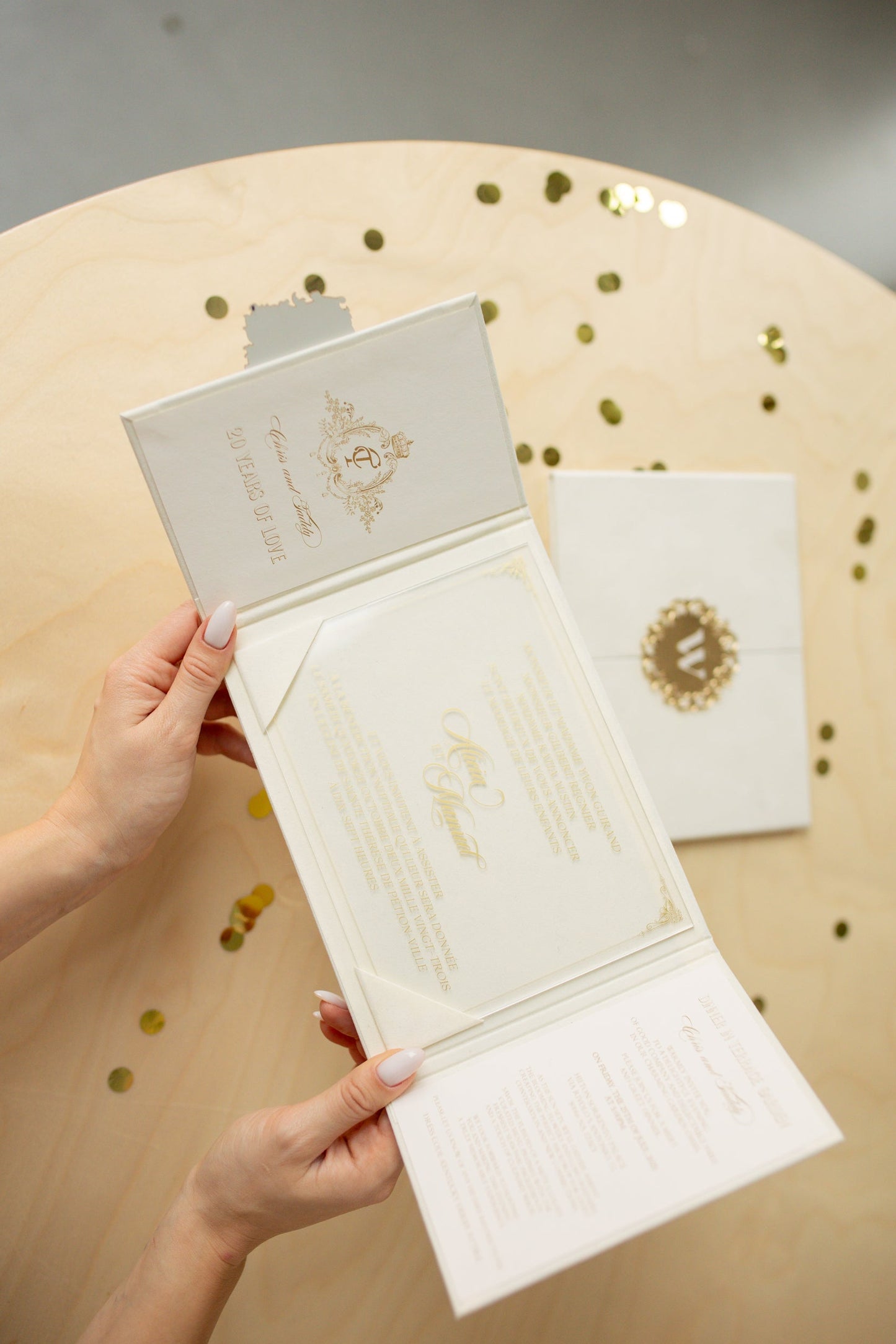 Ivory Velvet Pocket Wedding Invitation Suite