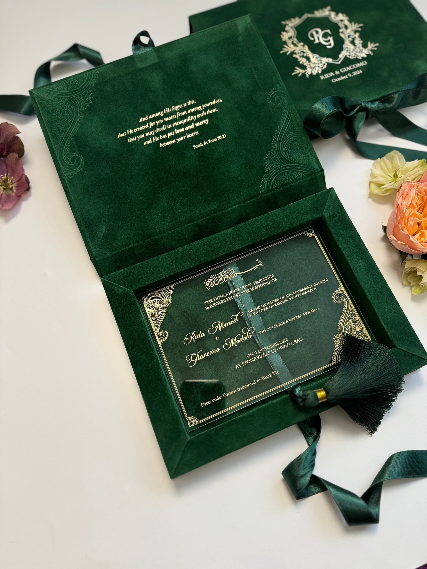 Velvet Invitation Box - Emerald