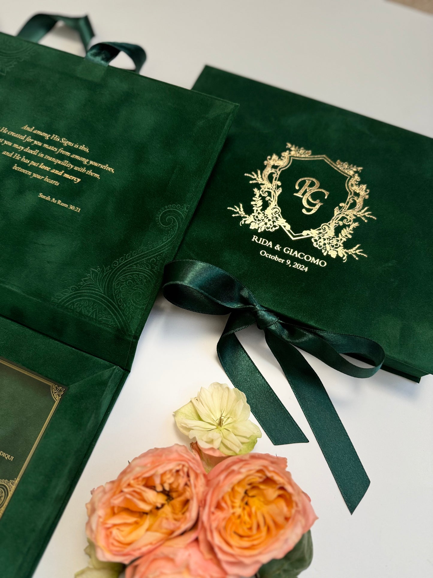 Velvet Invitation Box - Emerald