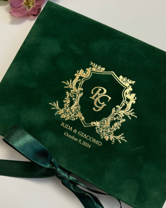 Velvet Invitation Box - Emerald