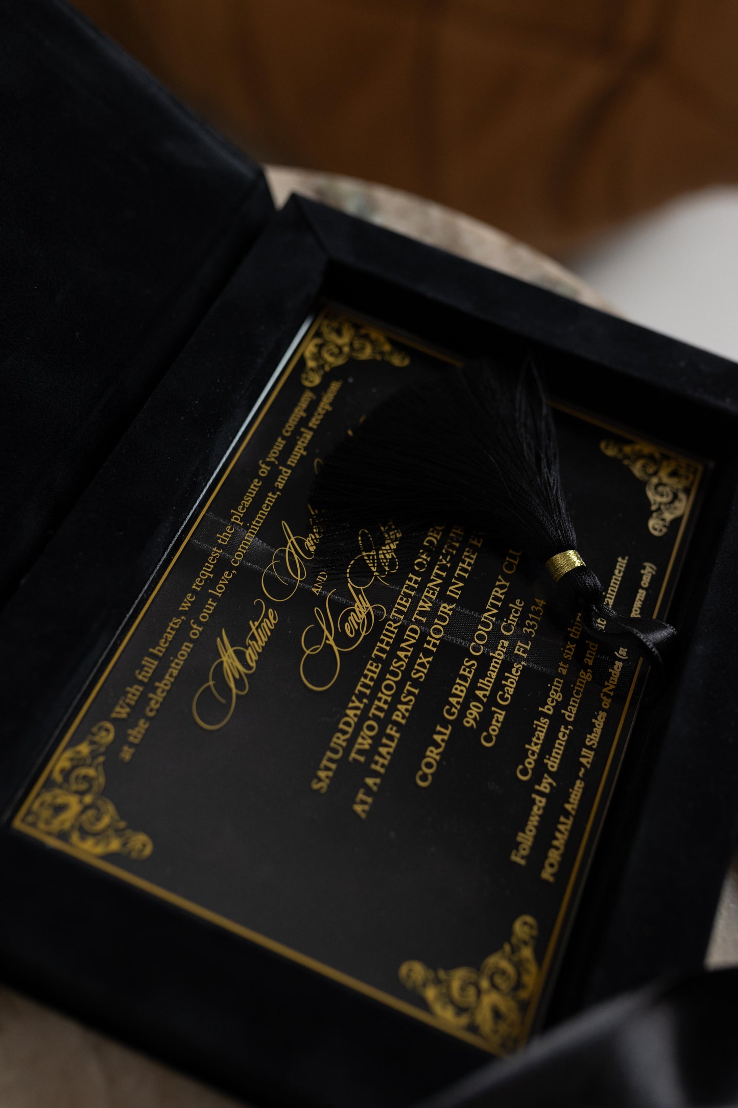 Black Velvet Boxed Invitations