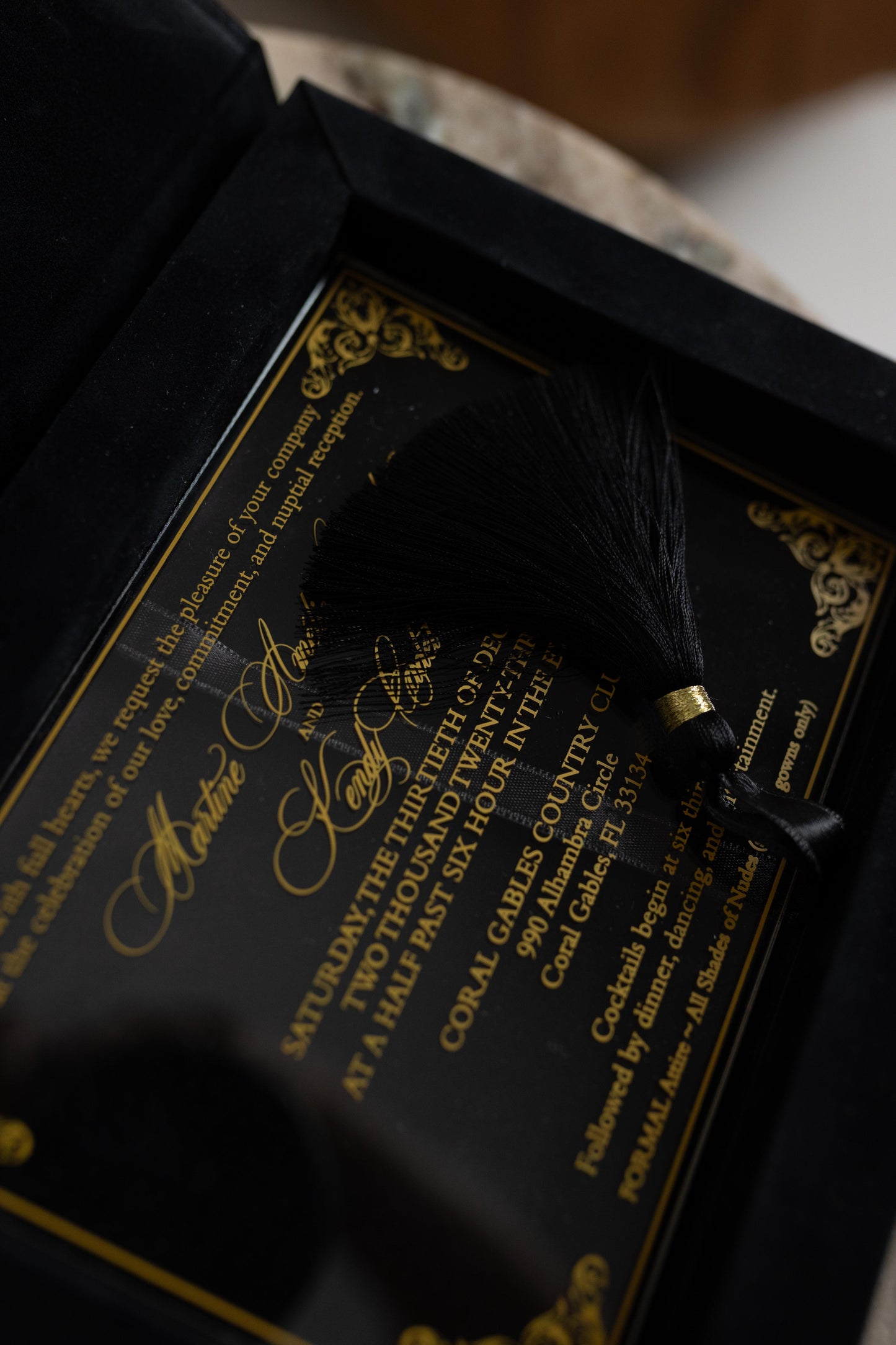 Black Velvet Boxed Invitations