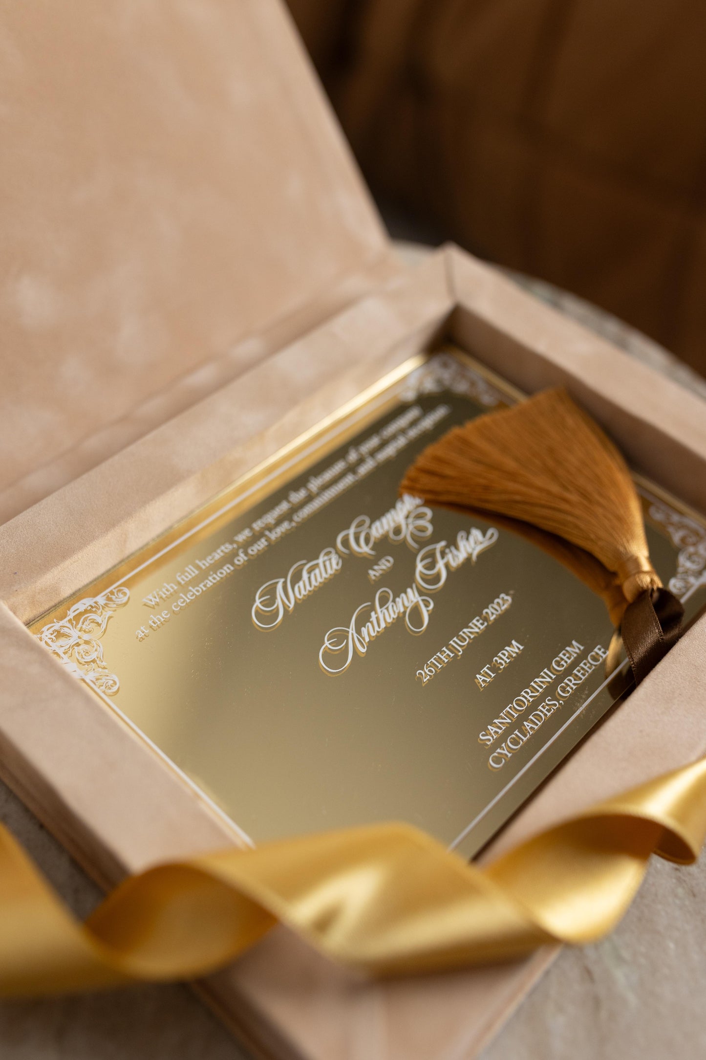 Cappucino Velvet Boxed Invitation