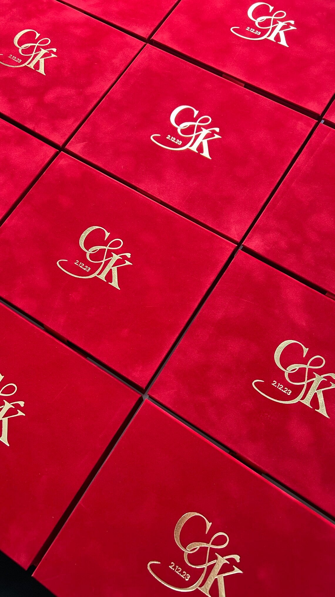 Luxurious Red Wedding Velor Invitation Box