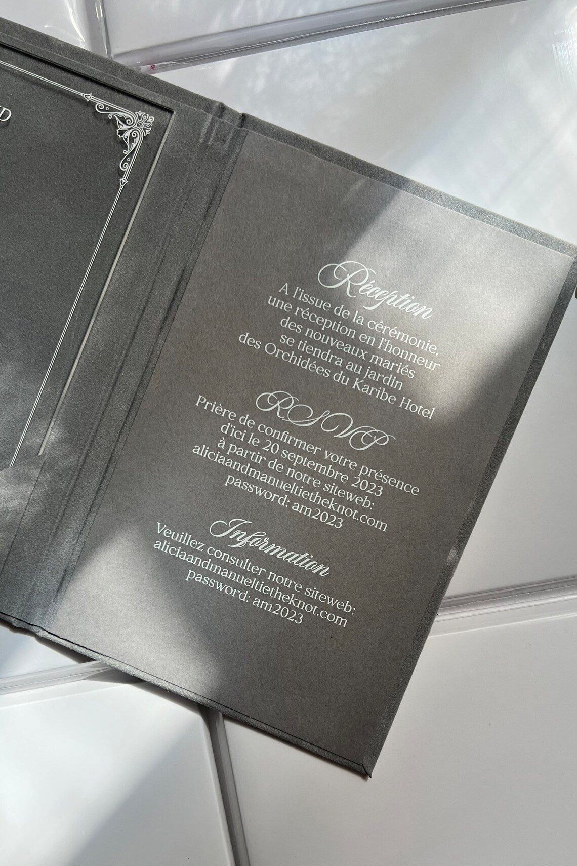 Gray Velvet Wedding Invitation Suite