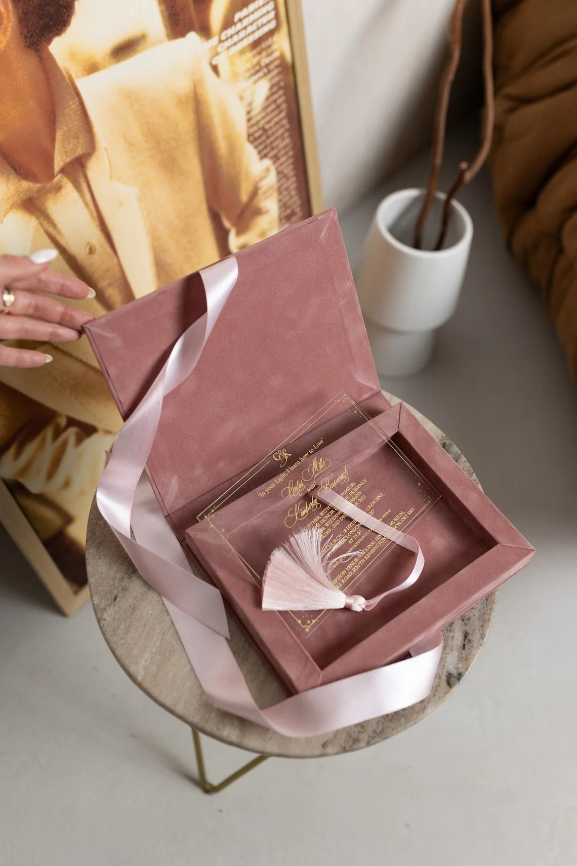 Blush Pink Boxed Wedding Invitation Set