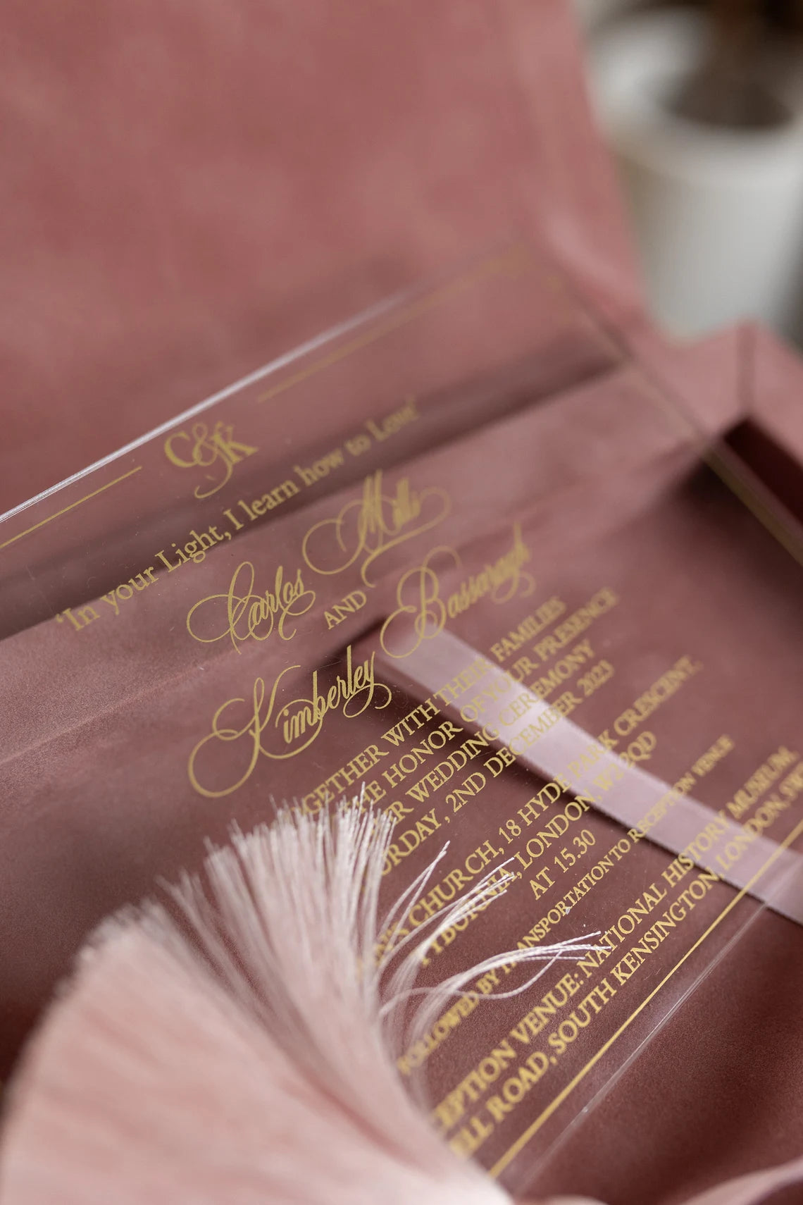 Blush Pink Boxed Wedding Invitation Set