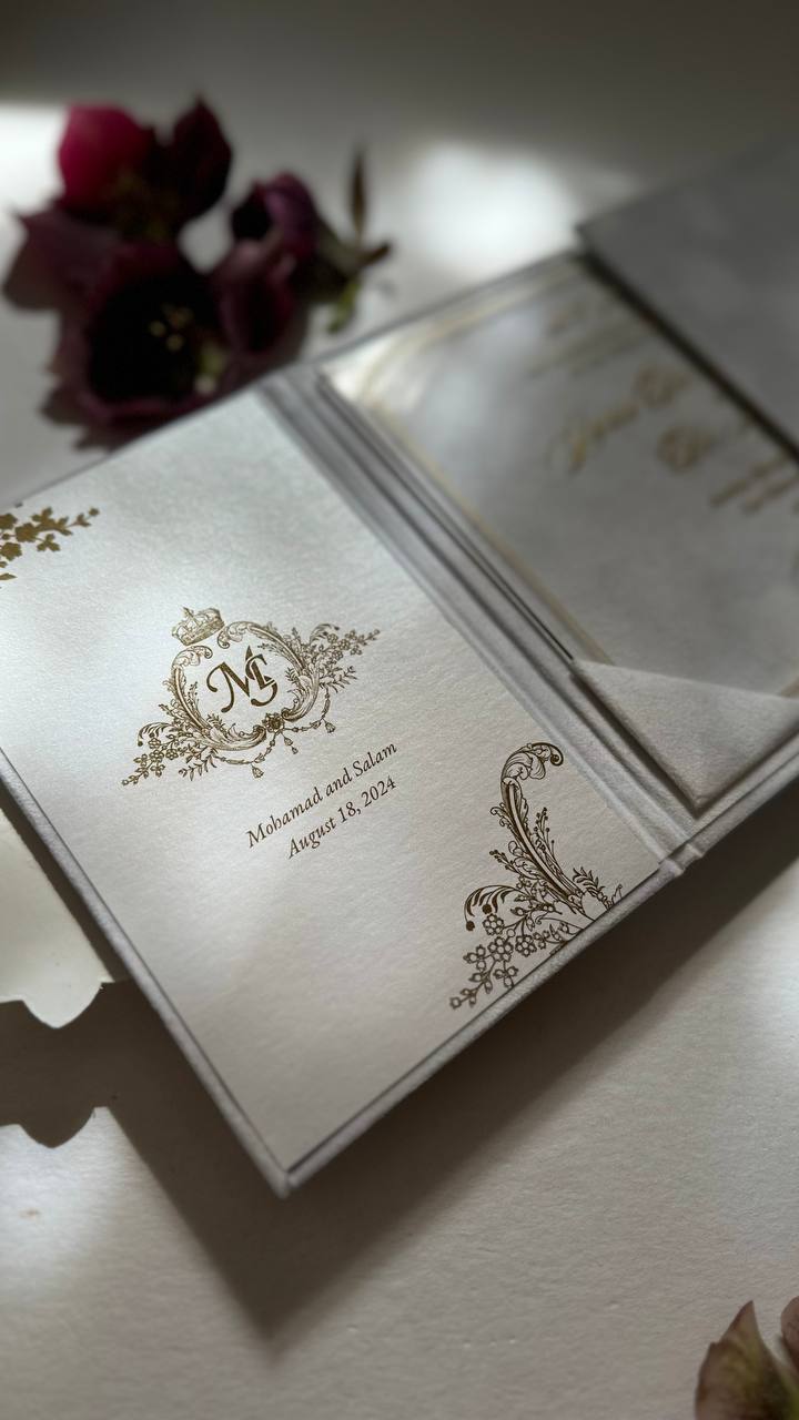 White Customizable Acrylic Trifold Wedding Invitations Set