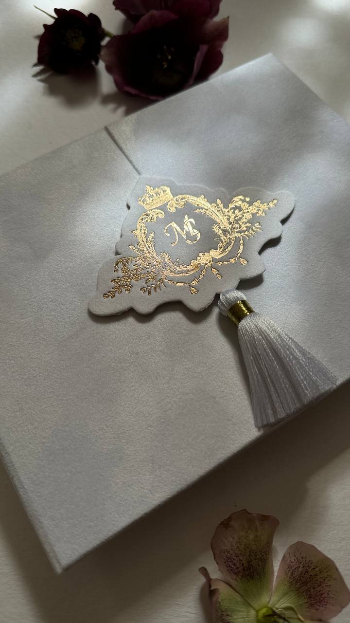 White Customizable Acrylic Trifold Wedding Invitations Set