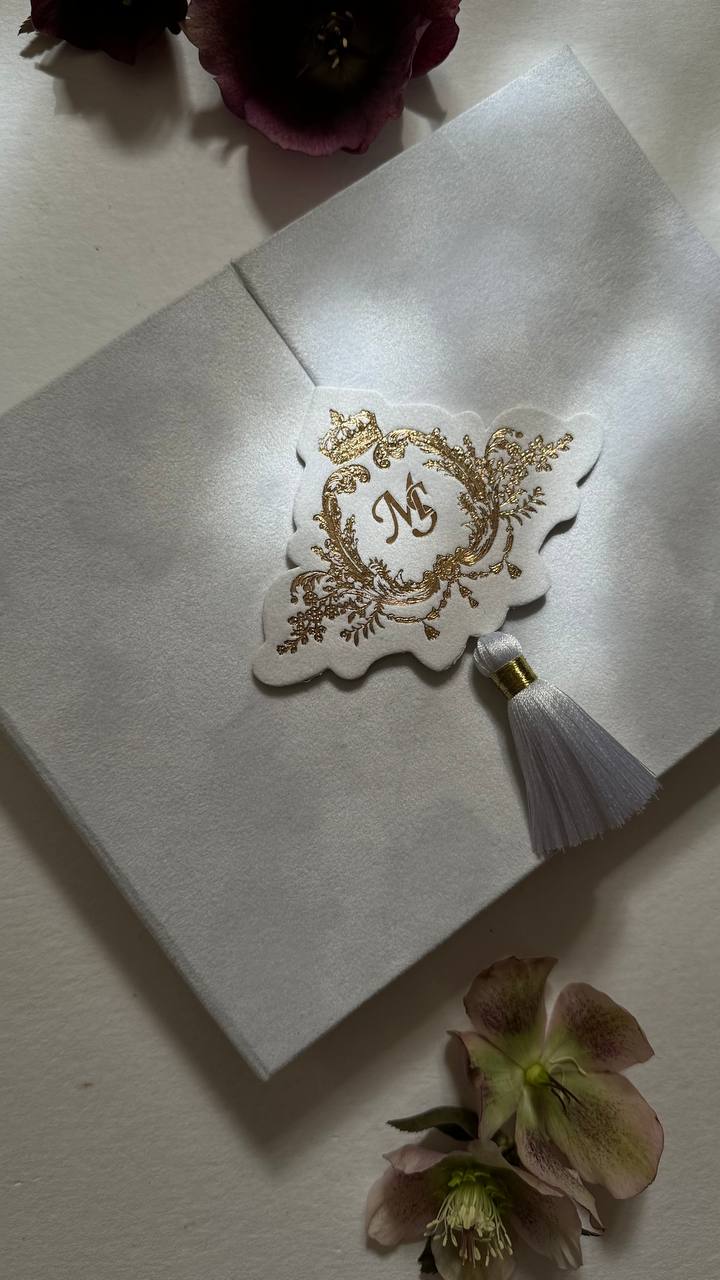 White Customizable Acrylic Trifold Wedding Invitations Set