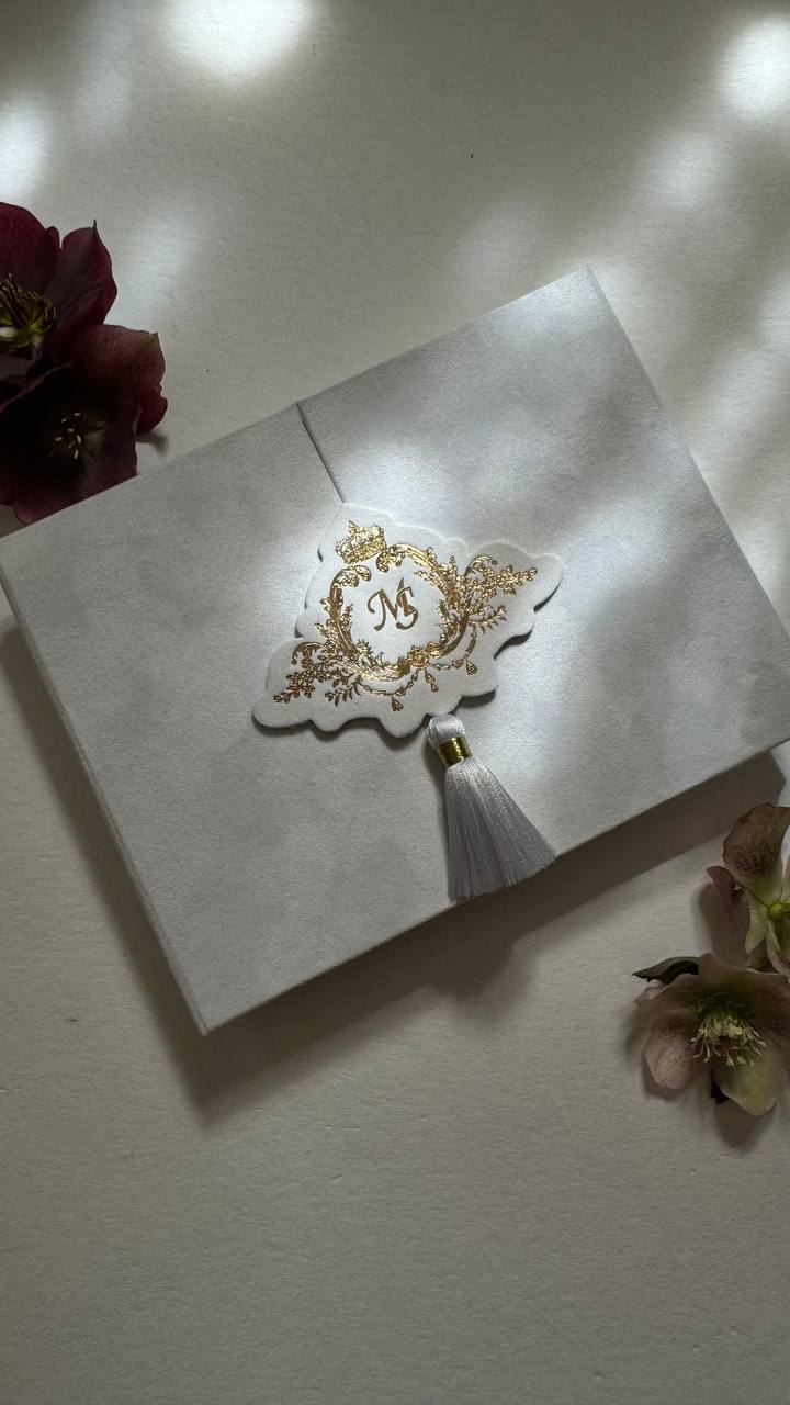 White Customizable Acrylic Trifold Wedding Invitations Set