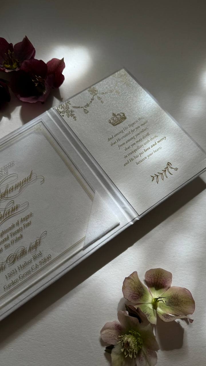 White Customizable Acrylic Trifold Wedding Invitations Set