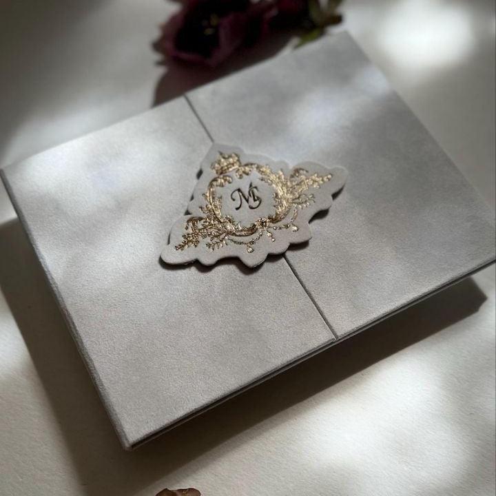 White Customizable Acrylic Trifold Wedding Invitations Set