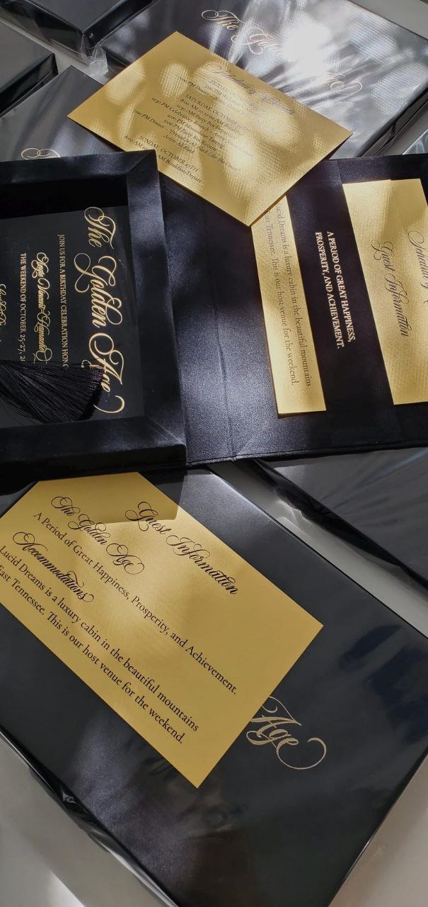 Luxury  Black Velvet Boxed Invitations