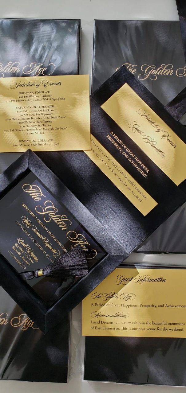 Luxury  Black Velvet Boxed Invitations