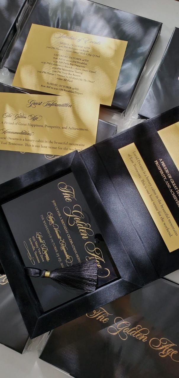 Luxury  Black Velvet Boxed Invitations