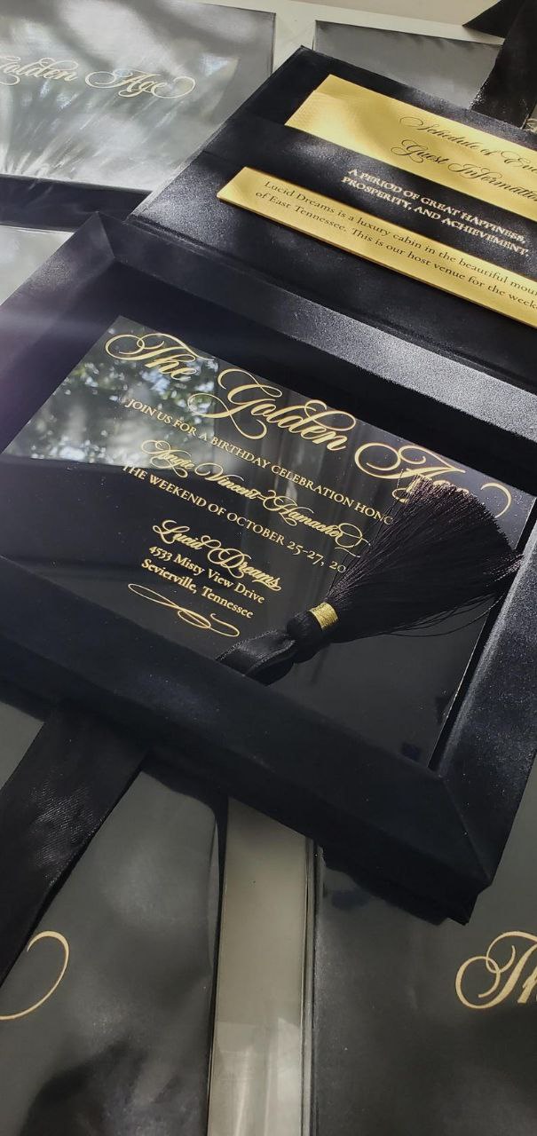 Luxury  Black Velvet Boxed Invitations