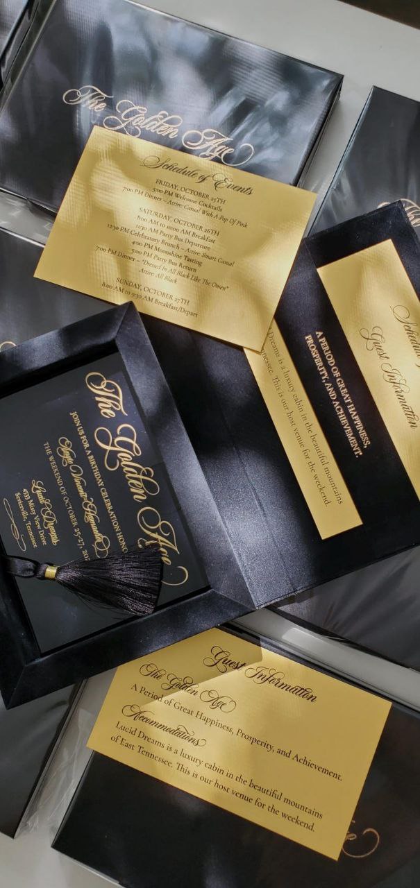 Luxury  Black Velvet Boxed Invitations