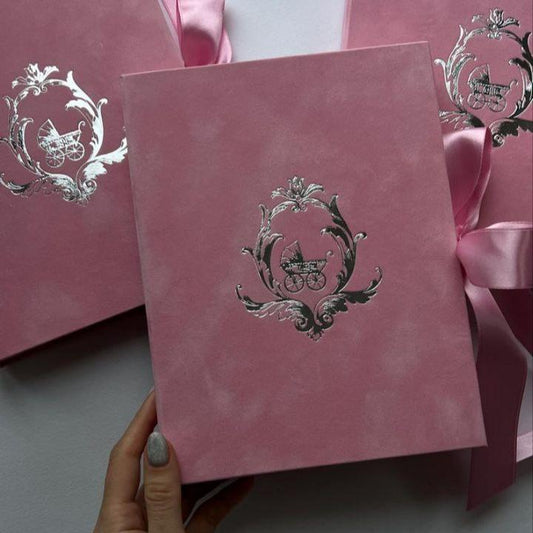 Luxury Pink Velvet Boxed Invitations Suede and Acrylic Wedding Invitation