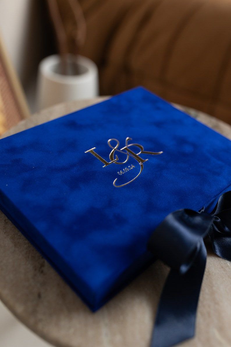 Royal Blue Velvet Boxed Invitations