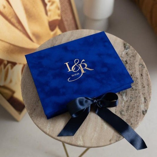 Royal Blue Velvet Boxed Invitations